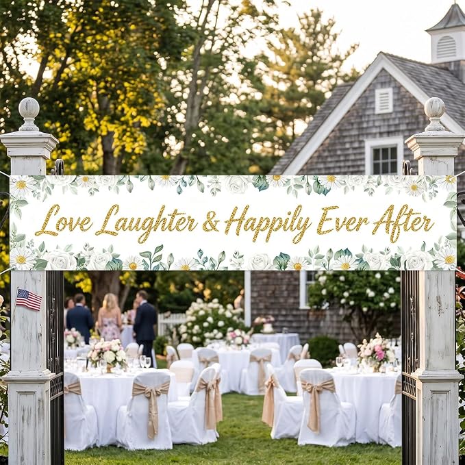 Happily Ever After Sign Banner Wedding Bridal Shower Party Decorations | - Image 4