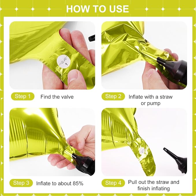 Lemon Green Square Foil Balloons 25 Pcs Metallic Lemon Green Balloons Wall - Image 2