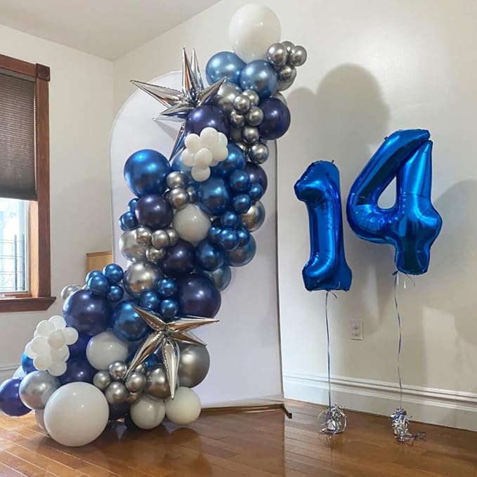 Metallic Blue Silver Balloon, 60 Packs 12 Inch Different Shades Chrome Blue - Image 7