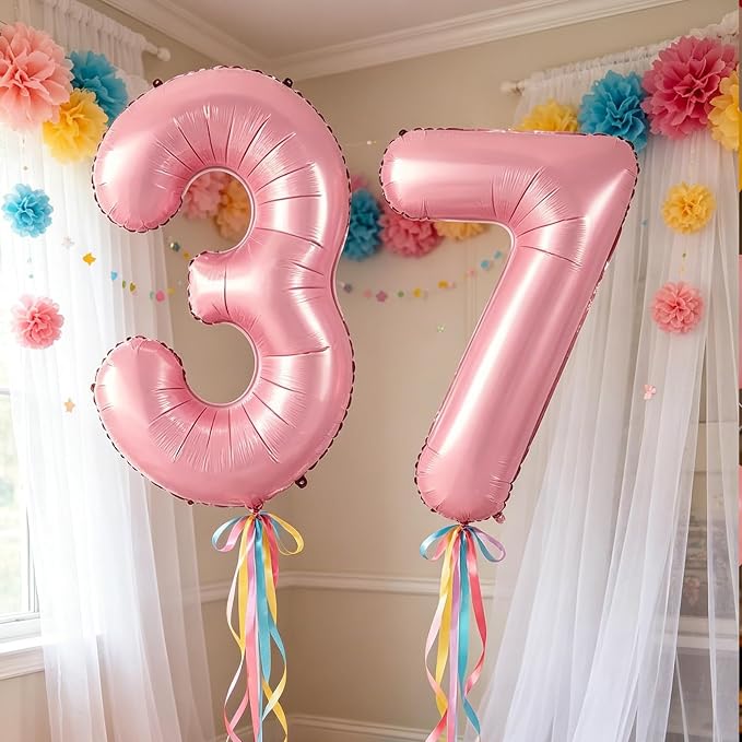 10 Pcs Number Balloons 32 Inch Pink 0-9 Number Mylar Foil Balloons Pink Custom - Image 3