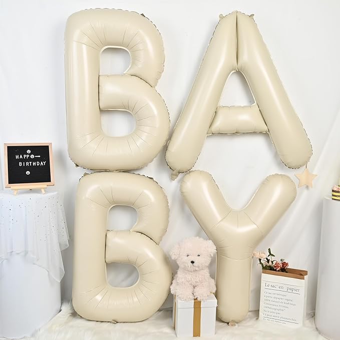 Cream S Letter Balloons, 40 Inch Letter S Balloon Beige, Helium Custom Letter - Image 3