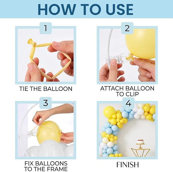 100 Pcs Long Balloons for Tying Balloon Arch and 10 Pcs Arch Clips - Image 3