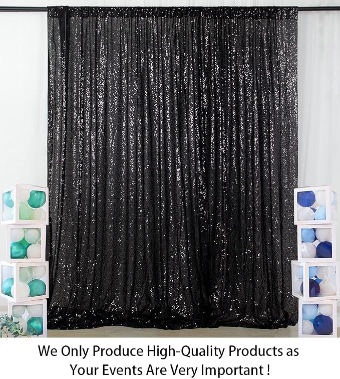 ShinyBeauty Black Sequin Backdrop Curtains 2 Panels Sequin Bakdrop 4x8FT - Image 2