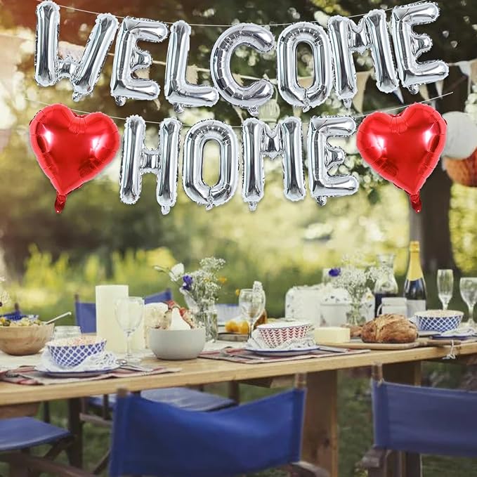 TONIFUL 16 Inch Silver WELCOME HOME Foil Letter Balloons Banner Decoration | - Image 6