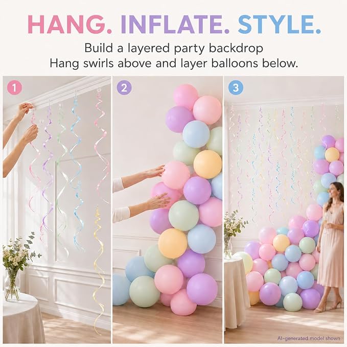 Pastel Party Decorations, matte pastel balloons and glue dots create soft - Image 5
