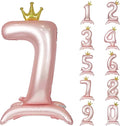 Pink Crown Number 7 Balloon Standing Pink Princess digital 7 Foil Balloon | by YOIOZAIZAI