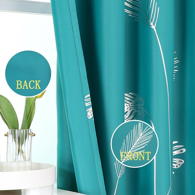 Teal Blackout Curtains for Living Room, Grommet Curtains - Image 3