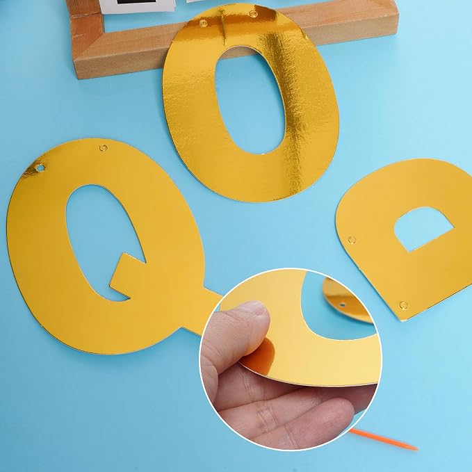DIY Banner Kit with Letters Bright Gold Customizable Birthday Banners - Image 6