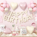 29PC Pink Heart Happy Birthday Balloon Banner, 16Inch 3D Aluminum Letter Banner by Paready