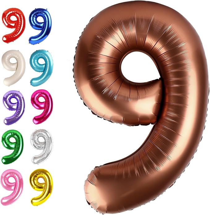 Coffee Brown Number 9 Balloon 40 inch, Birthday Party Balloons Decorations | by Upgesy