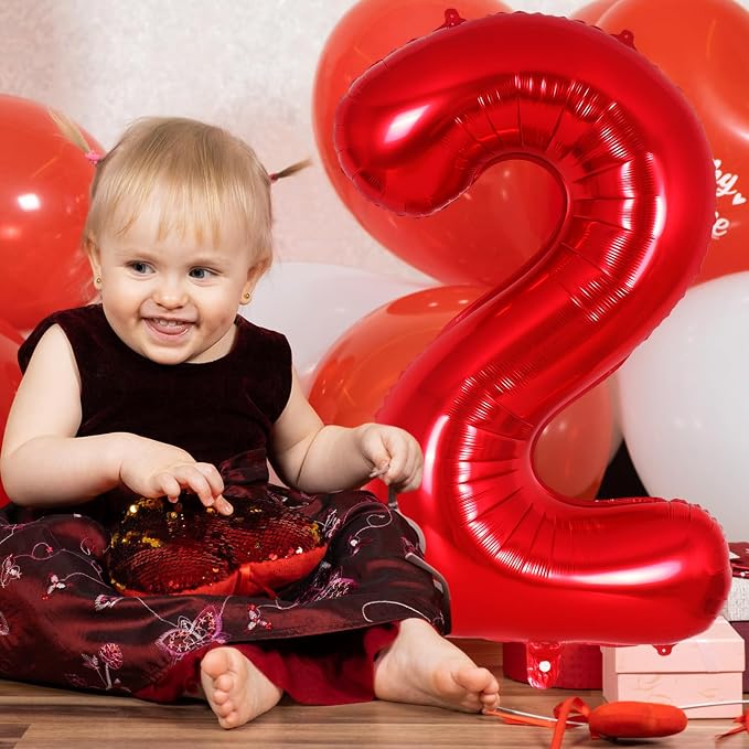 Red Number 2 Balloon 40 Inch, Big Large Foil Helium Number Balloons, Jumbo - Image 4