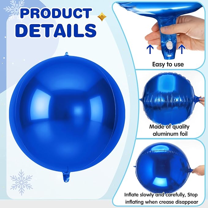 Jenaai 30 Set Round Foil Balloons Bulk 22 Inch 4d Metallic Giant Balloons Set - Image 4