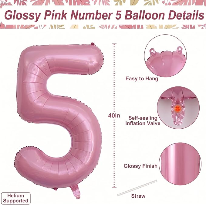 Pearlescent Pink Number 15 Balloon 40 Inch, Shiny Foil - Image 4