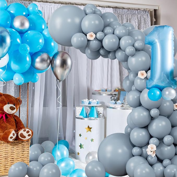 104pcs Dusty Blue Balloon Garland Arch Different Sizes 18/12/10/5 Inch | Matte - Image 6