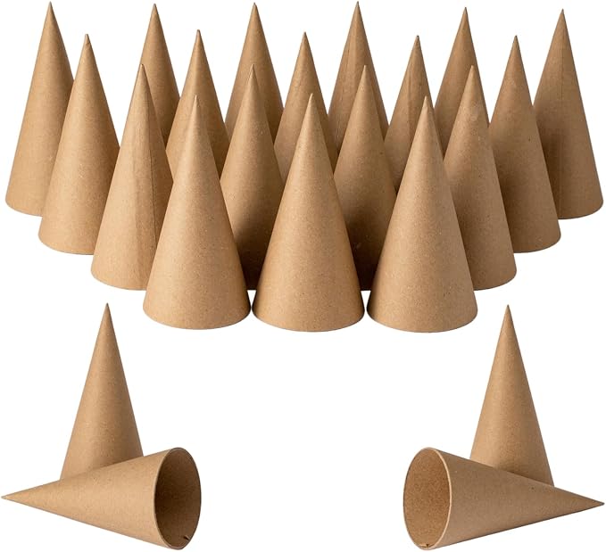 Crafjie 22PCS Paper Mache Cones Open Bottom 5.9 x 2.75in, Paper Cone by Crafjie