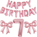 Bow Number 7 Birthday Balloons, Coquette Party Decorations Supplies by BSRESIN