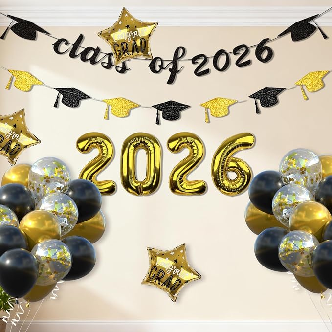 Graduation Decorations 2026, Class of 2026 Black and Gold Graduation Party - Image 5