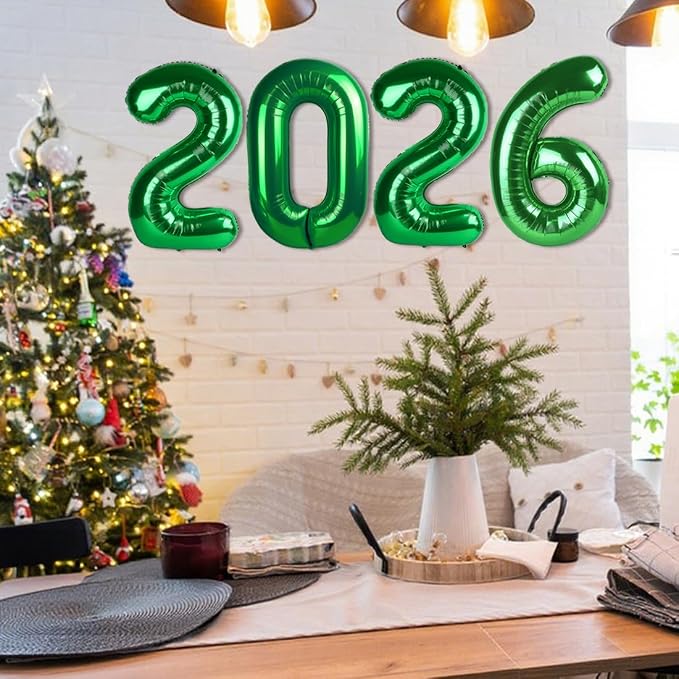 2026 Balloon Numbers Party Decorations, 40In Green Balloons | Eye-catching - Image 3