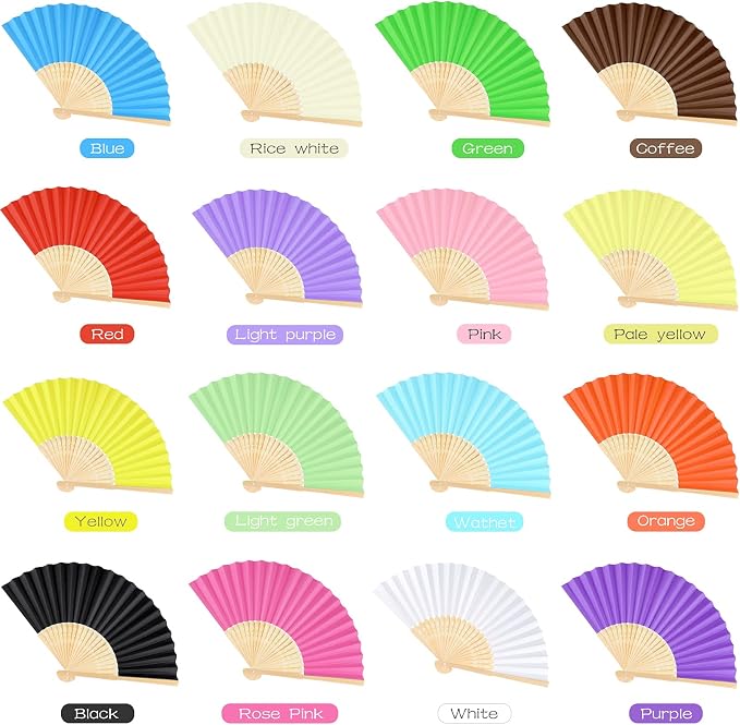 FEPITO 32 Pieces Handheld Paper Fan - Image 3