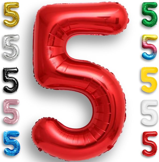 Red Number Balloon 5 Mylar Foil Balloons 40 inch by Unknown