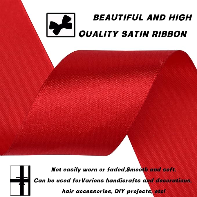 1-1/2 Inch 60 Yards Wine red Solid Satin Ribbon - Image 3