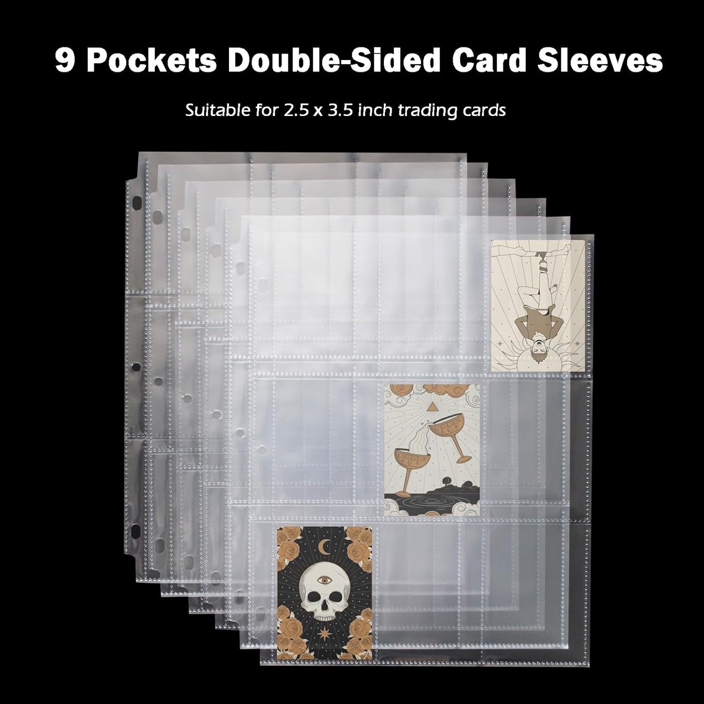 Seashell 50 Pack 900 Pockets Trading Card Binder Sleeves, 9-Pocket Double-Sided Sheets for 3 Ring Binder, Clear Page Protectors for Football, Baseball, Business Cards