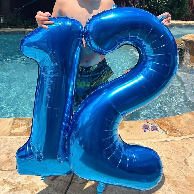 3 Balloon Numbers Birthday Decorations, 40In Navy Blue Balloons - Image 3