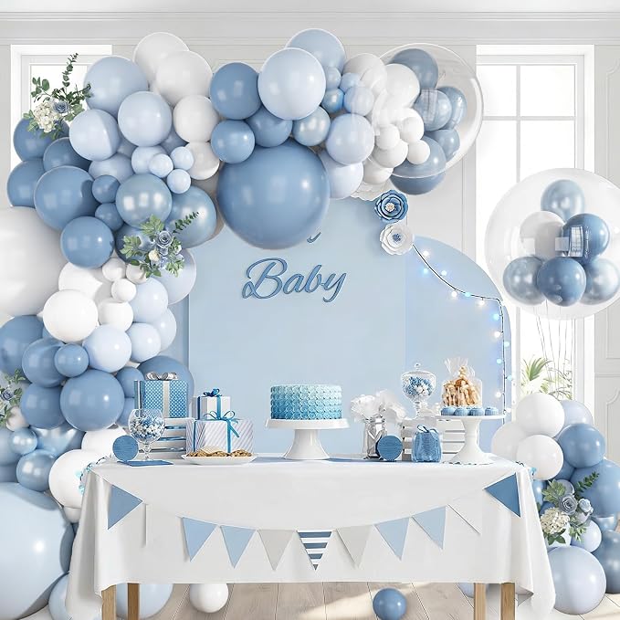 152Pcs Dusty Blue Balloons Arch Garland Kit Different Size | Light Blue and - Image 6