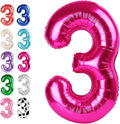 Hot Pink Number 3 Balloon 40 inch, Balloon numbers party supplies, deco photo by Upgesy