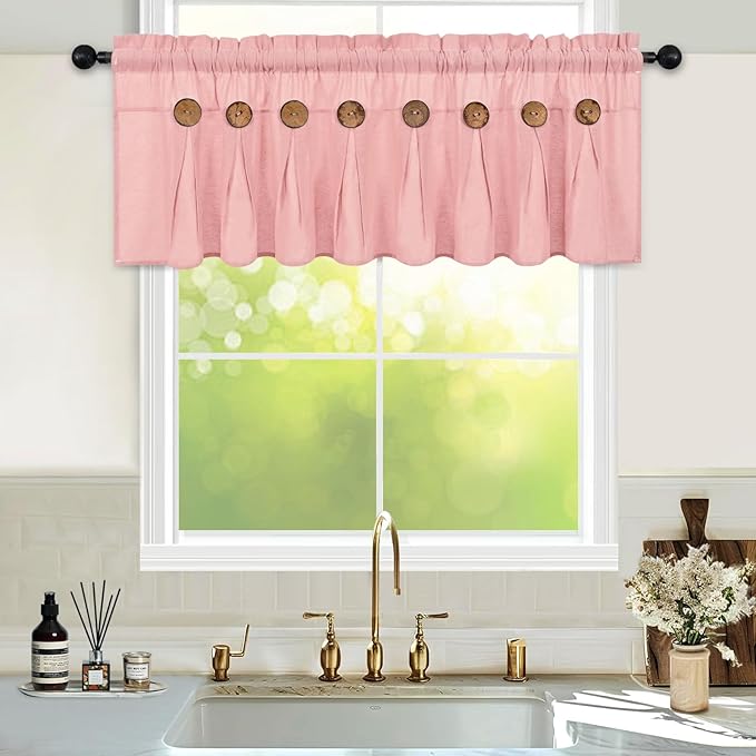 Farmhouse Valance Curtains, Boho Cotton Linen Kitchen Valance, Country Rod by FRAMICS
