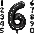 Black and White Stripes Number 6 Balloon 40 Inch, Road Finish Numeral | by Unknown