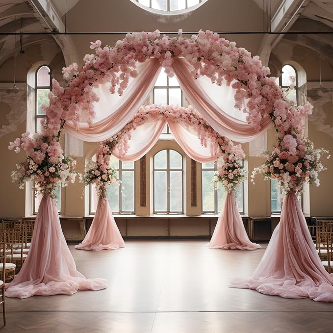 Wedding Arch Draping Fabric Backdrop Drapes 4 Panels, Dusty Rose | 28.7"x20FT - Image 5