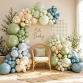 Jobkoo 122Pcs Dusty Blue Sage Green Balloon Garland Kit, Dino Green Slate Blue by Jobkoo