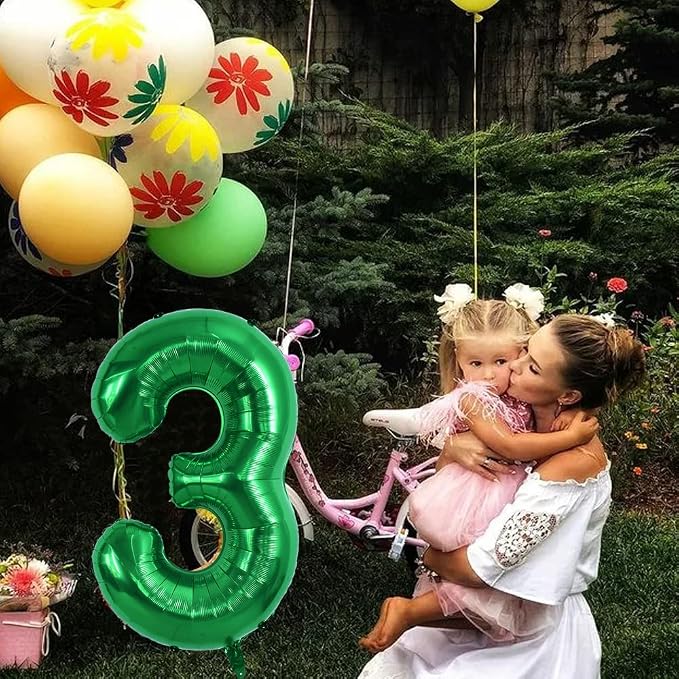 TONIFUL 40 Inch Dark Green Number 3 Balloons Large Foil 3rd Birthday Decor | - Image 5
