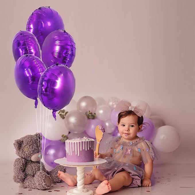 TONIFUL 30Pcs 18 Inch Large Purple Round Shape Foil Balloons Big Purple Circle - Image 4