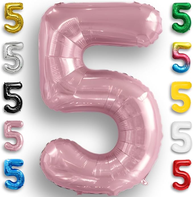 Pink Pearl Number Balloon 5 Mylar Foil Macaron Balloons 16 Inch by Unknown