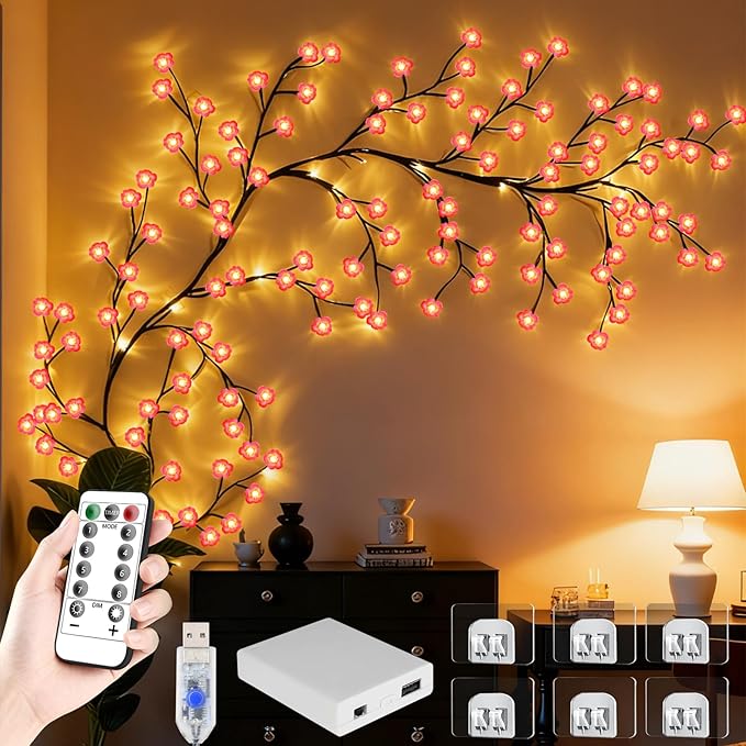 4FT 48LED Pink Cherry Blossom Tree Branch Lights by FNHMSL