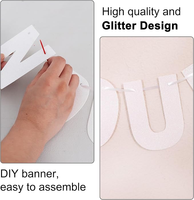 BEISHIDA Glitter White 116 PCS A-Z DIY Letter Custom Banner Party Decor | 111 - Image 2
