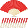 JOHOUSE 12 PCS Red Paper Folding Hand Fans, 8.3 Inch Foldable Handheld | Fans by JOHOUSE