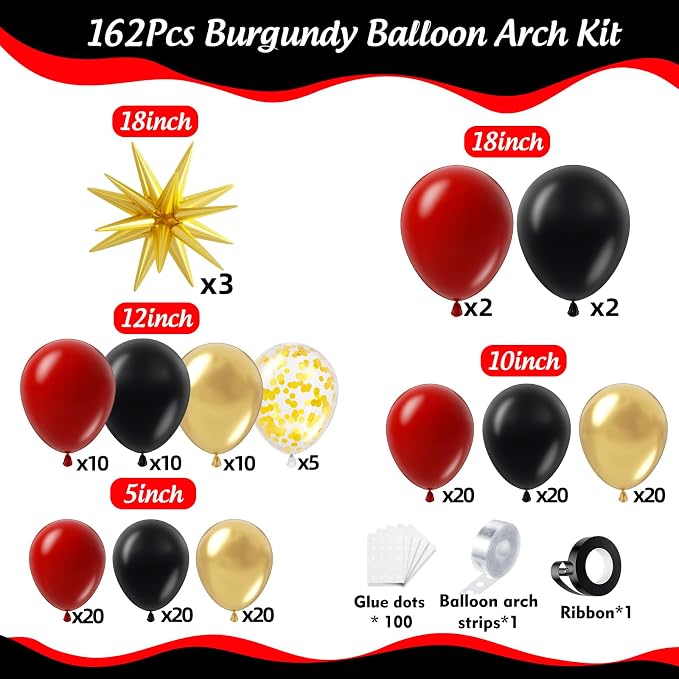Burgundy Balloon Garland Arch Kit 162Pcs - Image 2