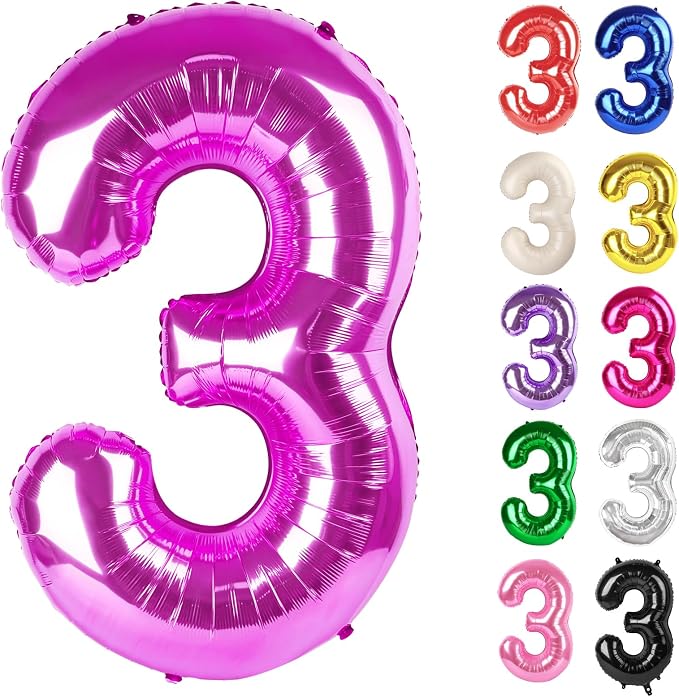 Rosy Purple Number 3 Balloon 40 Inch by IWERP