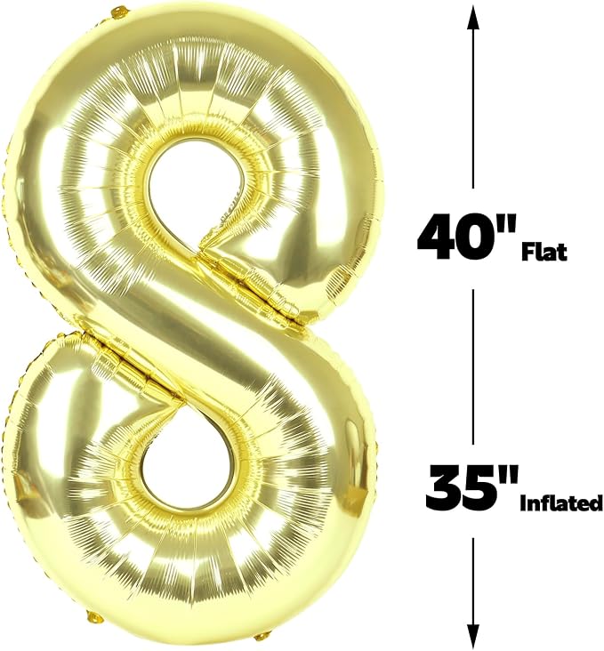 Champagne Gold Number 8 Balloon 40 inch, Balloon numbers party supplies - Image 3