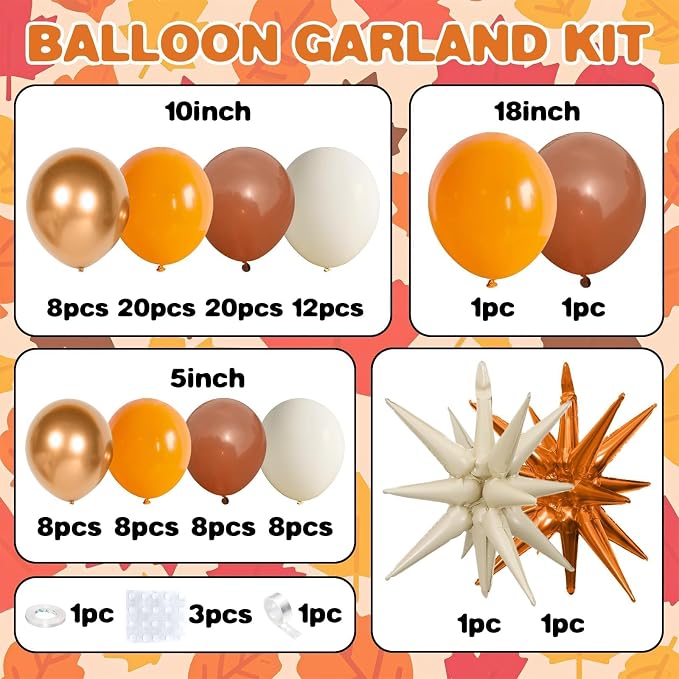 Fall Orange Nude White Balloons Garland Arch Kit - Image 2
