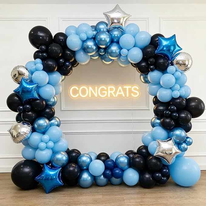 50pcs Metallic Blue Balloons, 12inch Chrome Blue Latex Helium Balloons | - Image 5