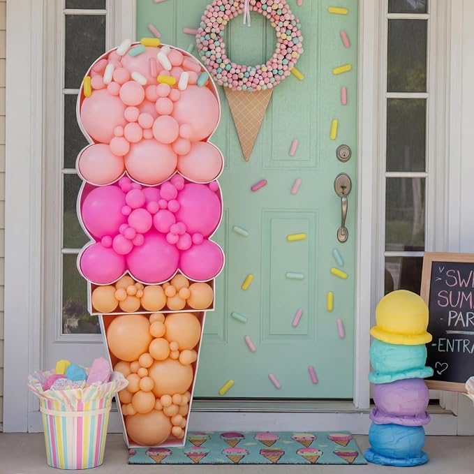 Capoda 146 Pcs 5FT Ice Cream Balloon Column Stand Kit Sweet Ice Cream Balloon - Image 9