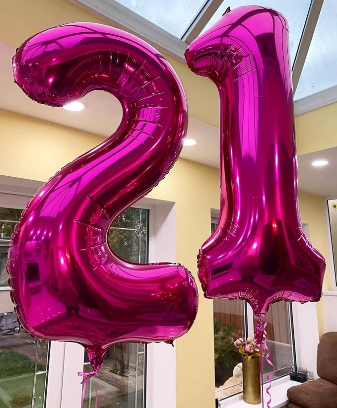 40 Inch Hot Pink 27 Balloons Giant Number 27 Balloons Hot Pink 27 Birthday - Image 3