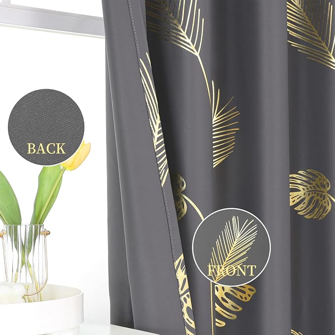 Blackout Curtains for Bedroom Living Room Palm Tree and Wheat Pattern Thermal - Image 3