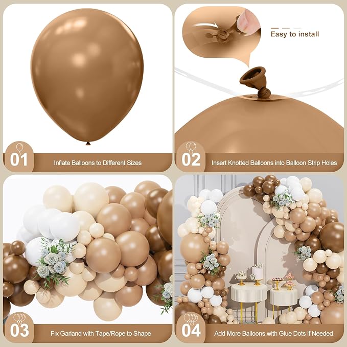 Brown Balloon Garland Arch Kit 156 Pcs Different Sizes 18 12 10 5 Inch Brown - Image 6