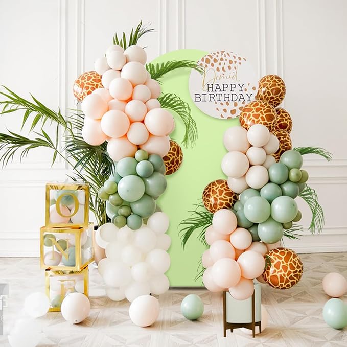 LEBENGURU Upgraded 5FT Wedding Arch Cover, Green Spandex Fitted Arch Backdrop Cover, Round Top Chiara Stand Covers for Birthday Party Baby Shower Banquet Balloon Décor