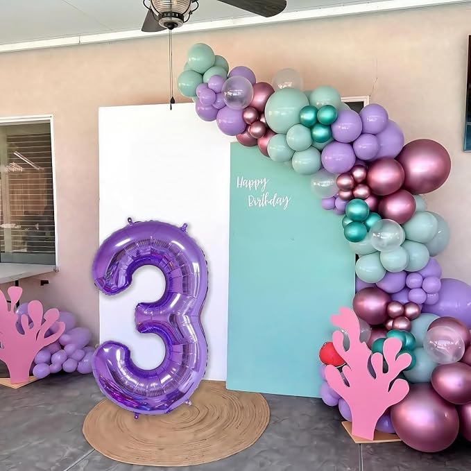 Purple 8 Balloon Number, 40 Inch Number 8 Balloon Big Purple 8 Foil Mylar - Image 2